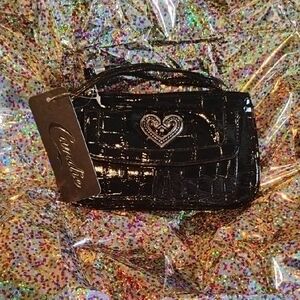 Candie's Black Patent Leather Wristlet with Heart Accent